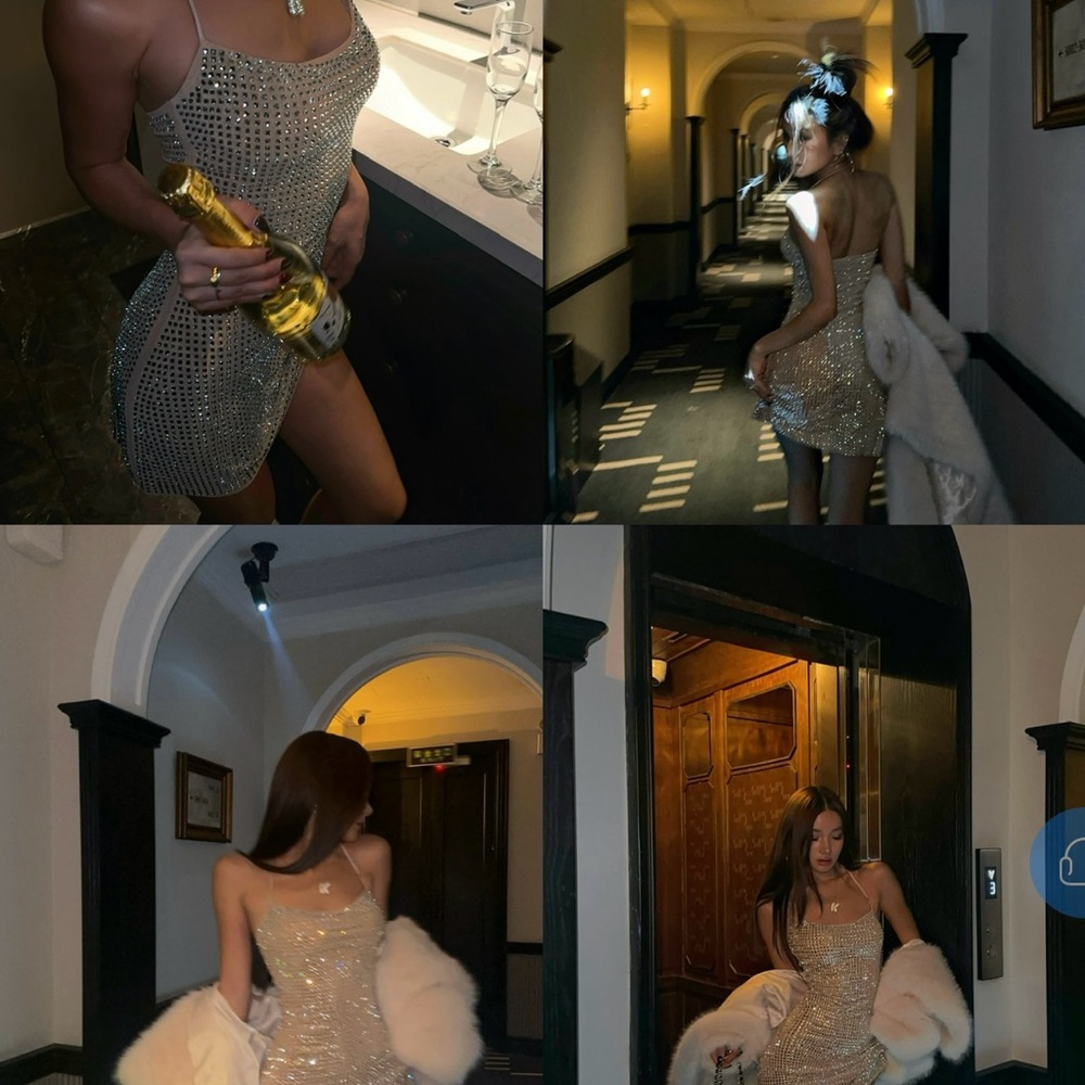 Sparkle Sequin Mini Dress - Champagne